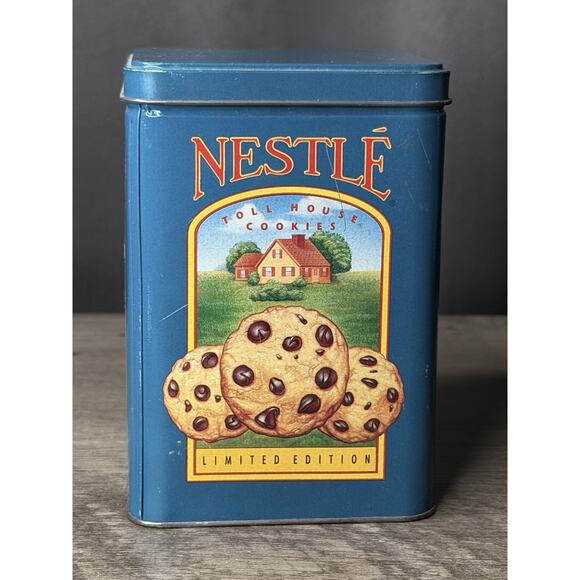Mystery Puzzle Vintage NESTLE TOLL HOUSE COOKIES LIMITED EDITION TIN CAN 6”x4” - Picture 1 of 3